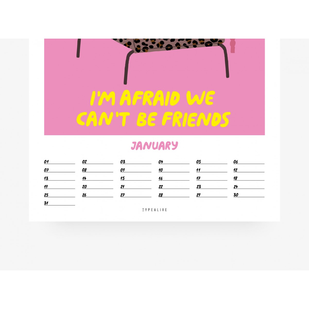 typealive / Wandkalender DIN A4 / Petisfaction "Dogs" No. 3