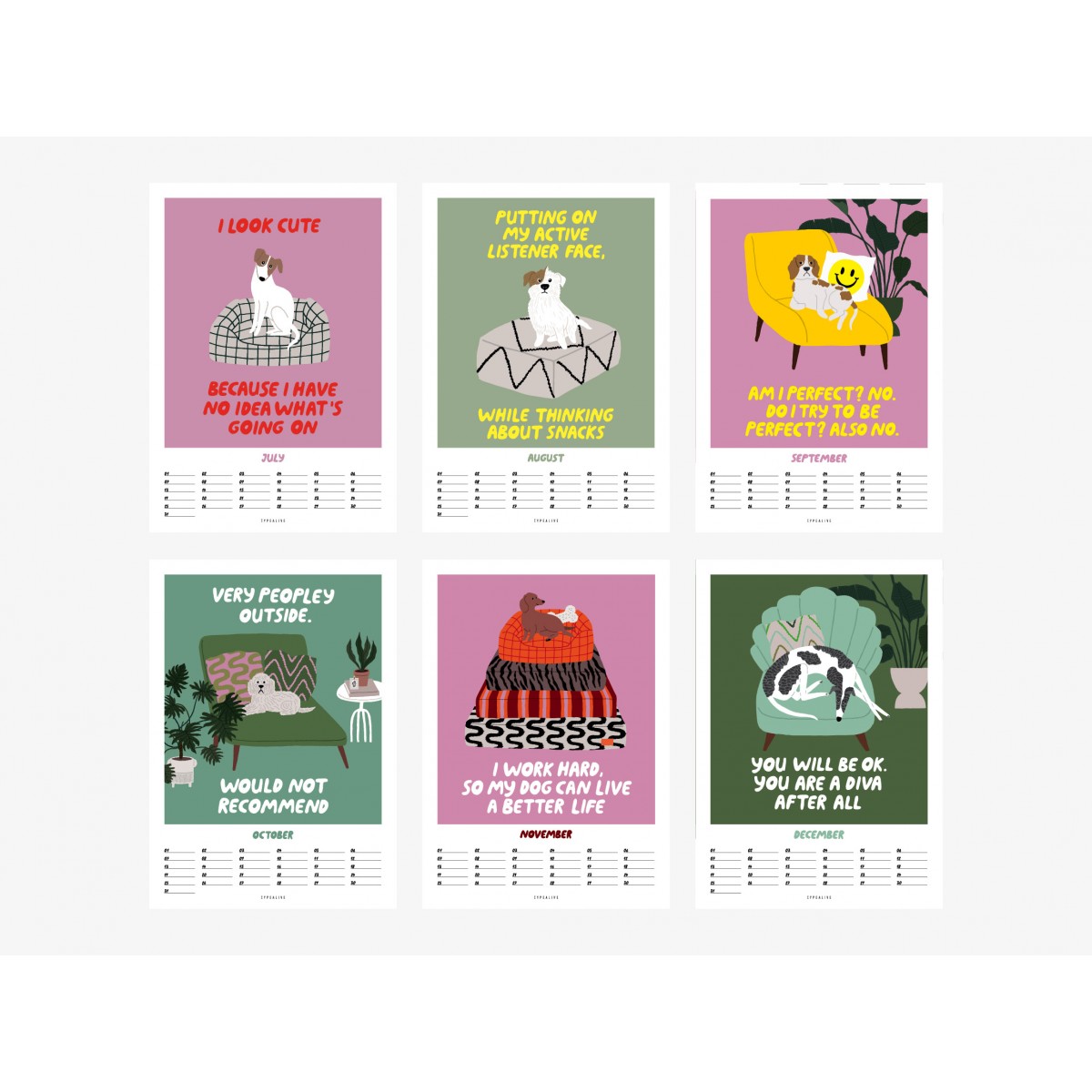 typealive / Wandkalender DIN A4 / Petisfaction "Dogs" No. 3