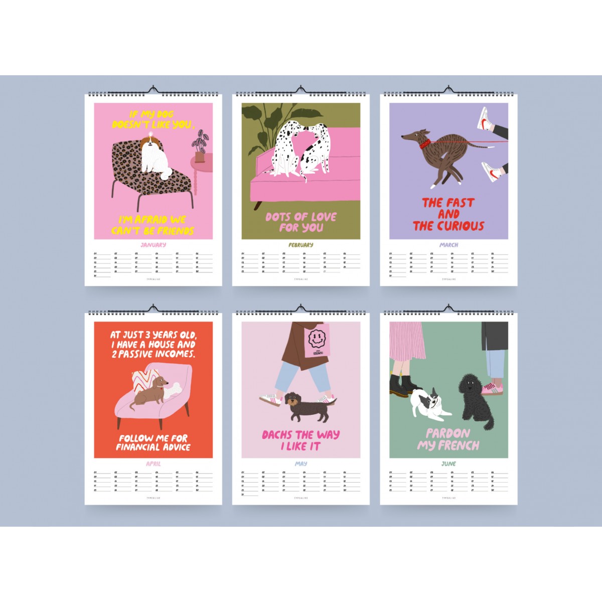 typealive / Wandkalender DIN A4 / Petisfaction "Dogs" No. 3