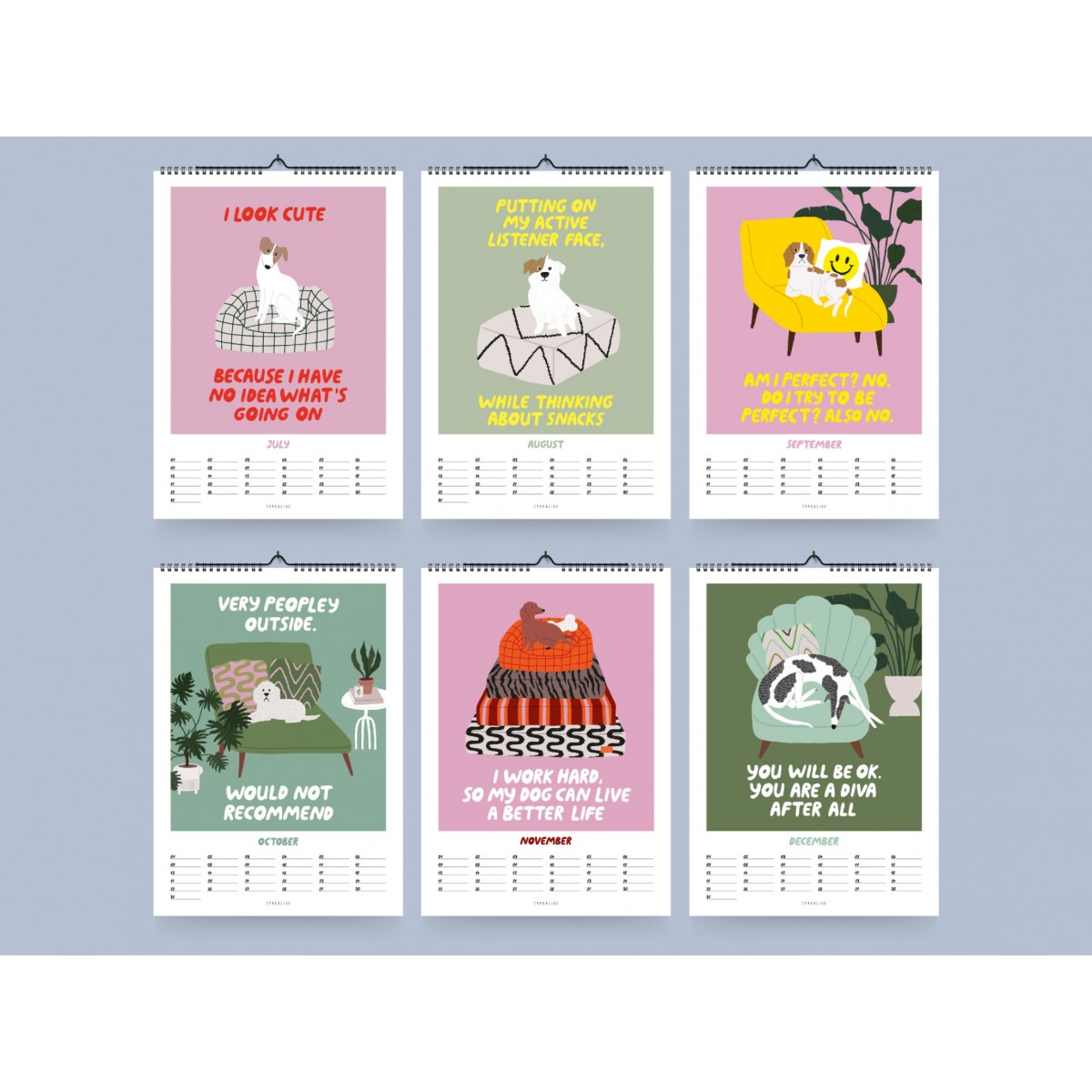 typealive / Wandkalender DIN A4 / Petisfaction "Dogs" No. 3