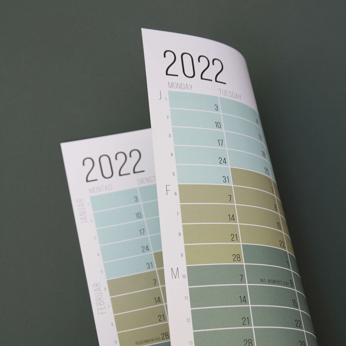 Wandkalender 2022 „Pastell“ | Minimalistisches Design | Limitierte Auflage | 100 % Recyclingpapier | Posterkalender  (Ohne Aufhängung) | Wi-La-No
