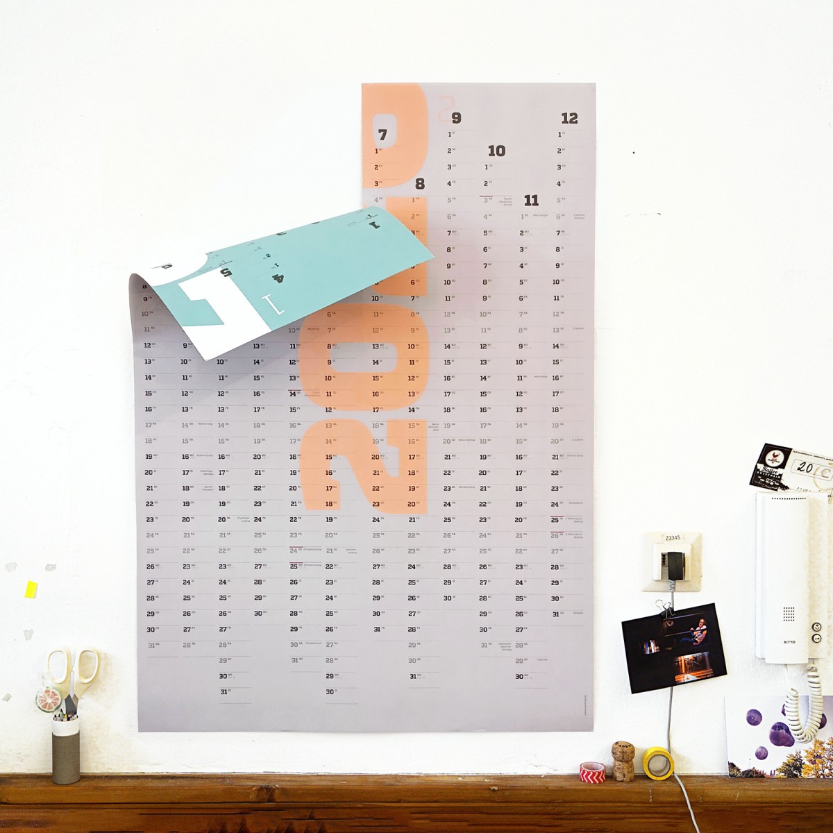 A1-Jahresplaner 2026 und 2027, 2-Jahres-Kalender, Halbjahre abtrennbar, Wandkalender 24 Monate verwendbar // sperlingB.design