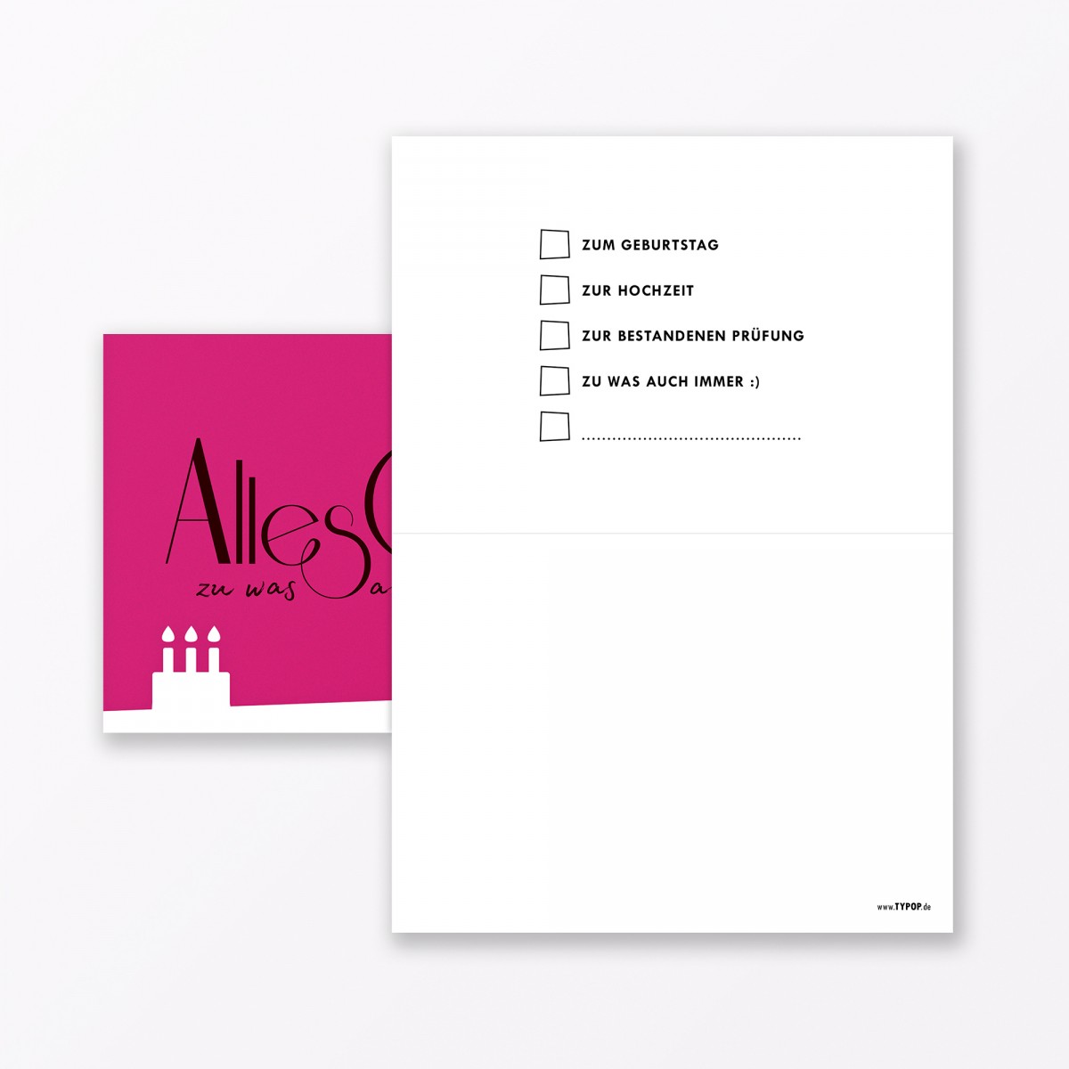 TYPOP 10-teiliges Set Geburtstagskarte „Alles Gute zu was auch immer“ // Klappkarten DIN A6 inkl. Umschläge weiss