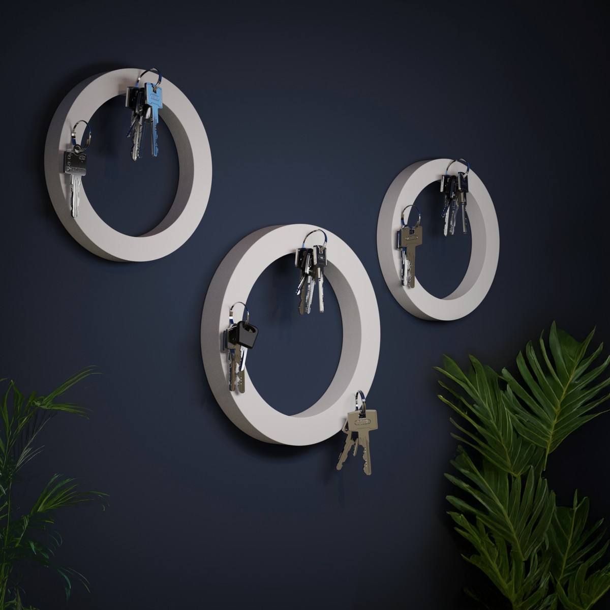 Schlüsselmagnet "O" hellgrau - superstark und nachhaltig. Aus pflanzlichem Kunststoff hergestellt - von Grellroth Design