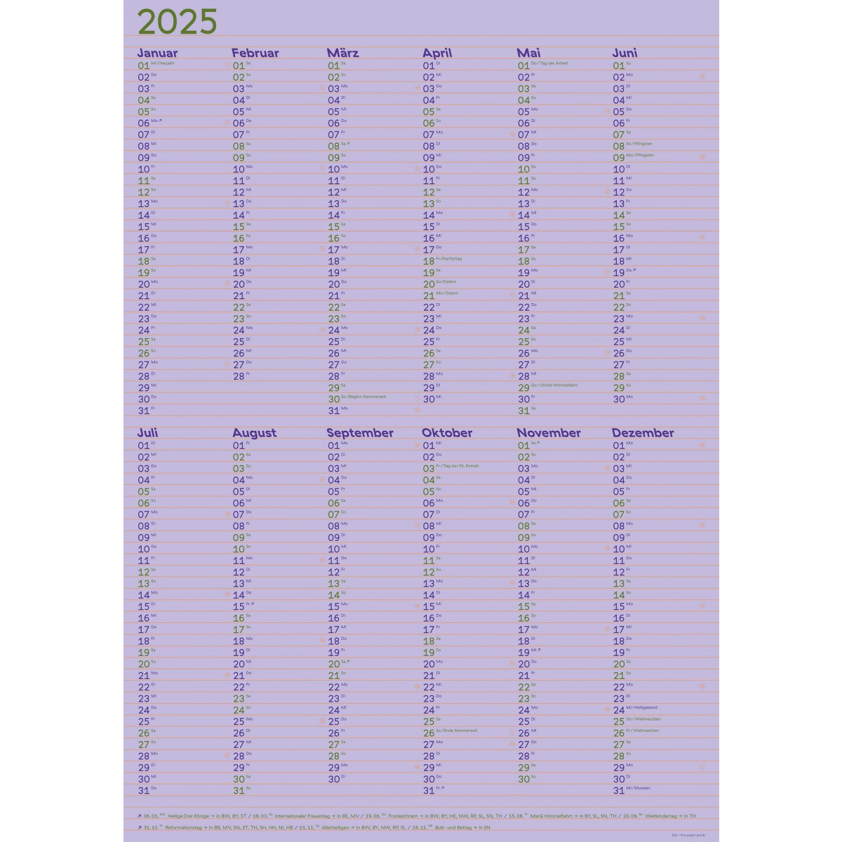 Kalender »Lines« 2025 zum Wenden (DIN A2) / fidu—fine paper goods