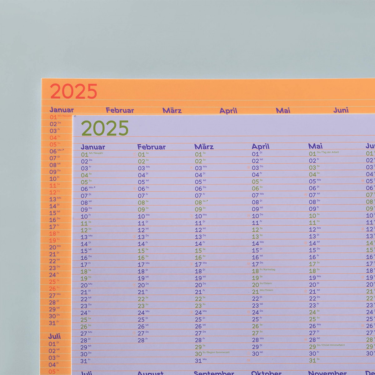 Kalender »Lines« 2025 zum Wenden (DIN A2) / fidu—fine paper goods