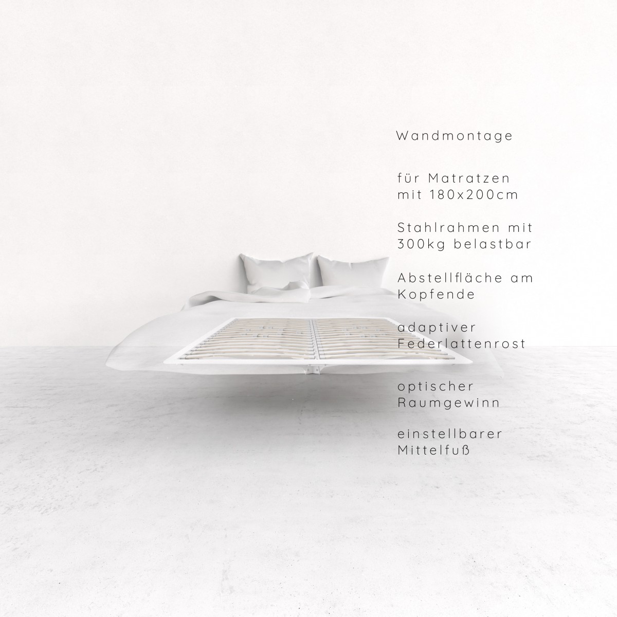 Das Architektenbett (schwerelos) für Matratzen mit 180 cm x 200 cm