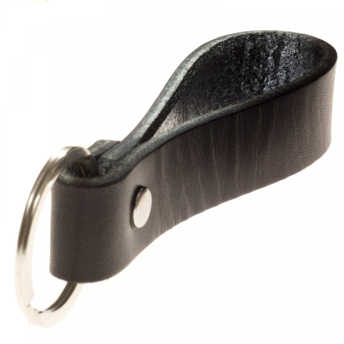  LIEBHARDT Leder Schlüsselanhänger aus pflanzlich gegerbtem Leder genietet (schwarz) 