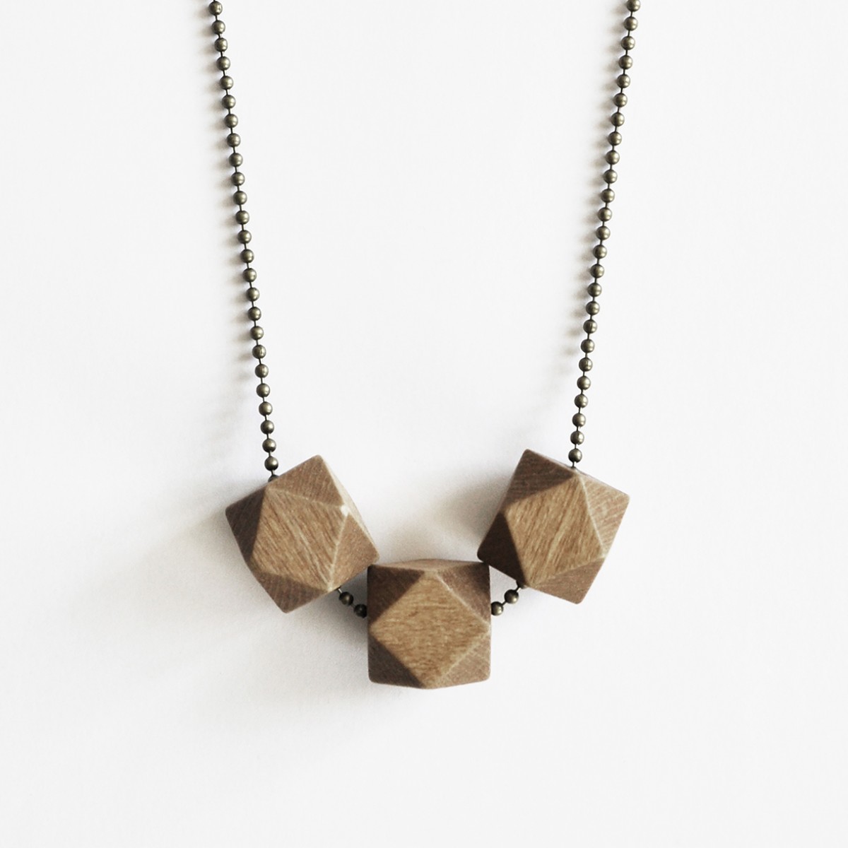 nahili KETTE geometric wood, geometrische Anhänger aus Holz an Bronze-, Gold- oder Silber - Kette