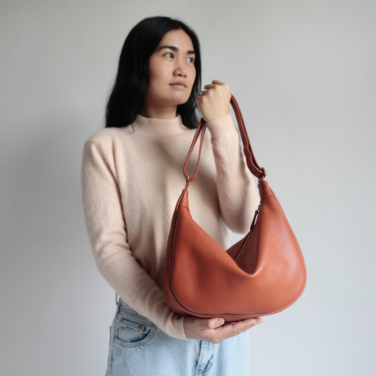 Lederbeutel POUCH echt Leder Cognac