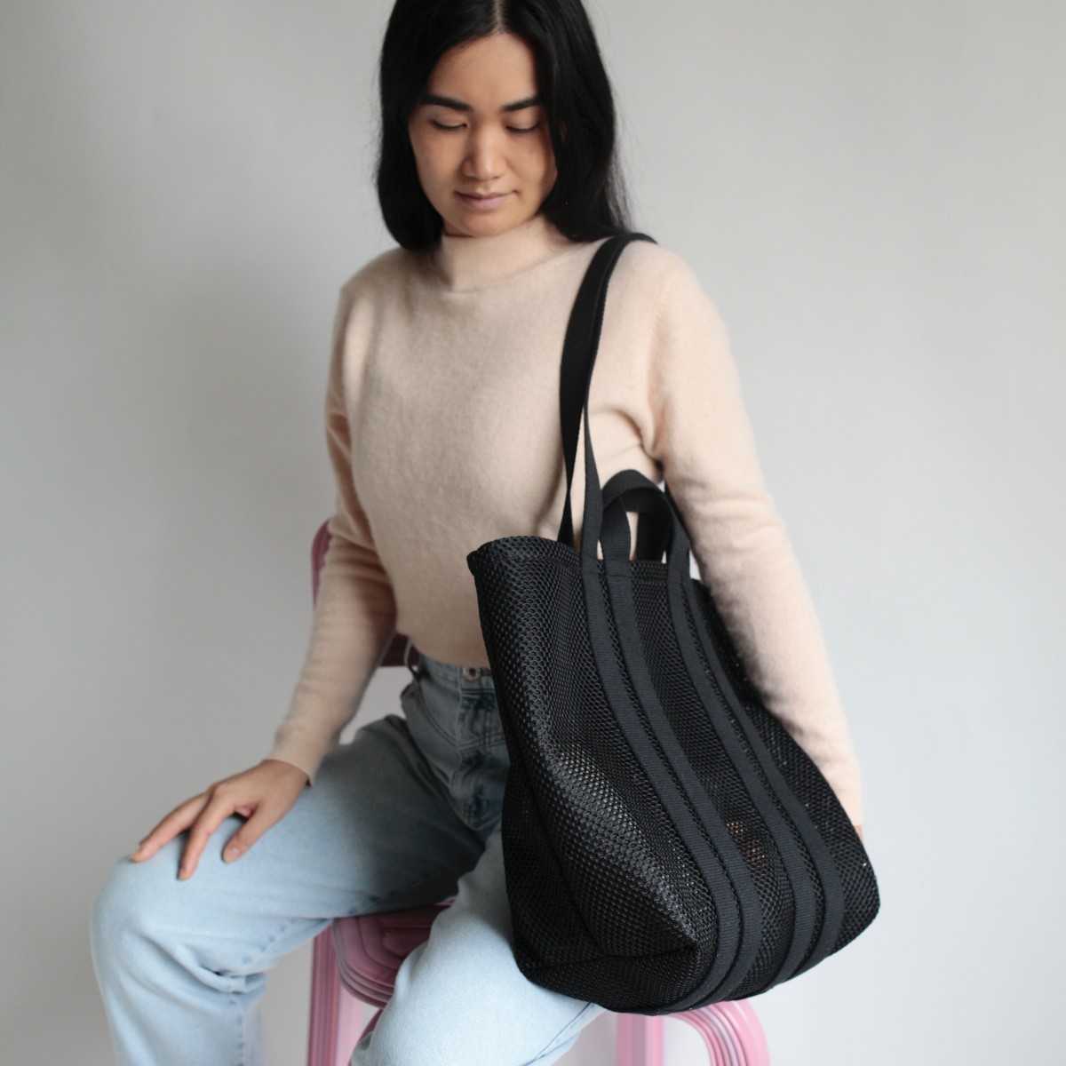Riesen Shopper 3D Mesh Schwarz