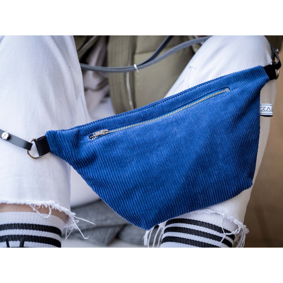 Bauchtasche • Cord • kobaltblau