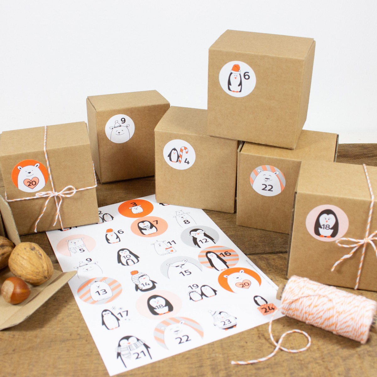 Bow & Hummingbird Adventskalender Set mit Boxen "Frostige Freunde"