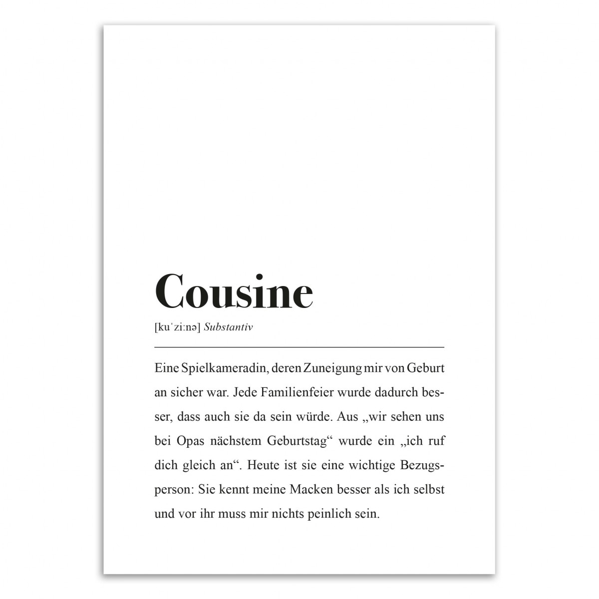Cousine Definition: DIN A4 Poster