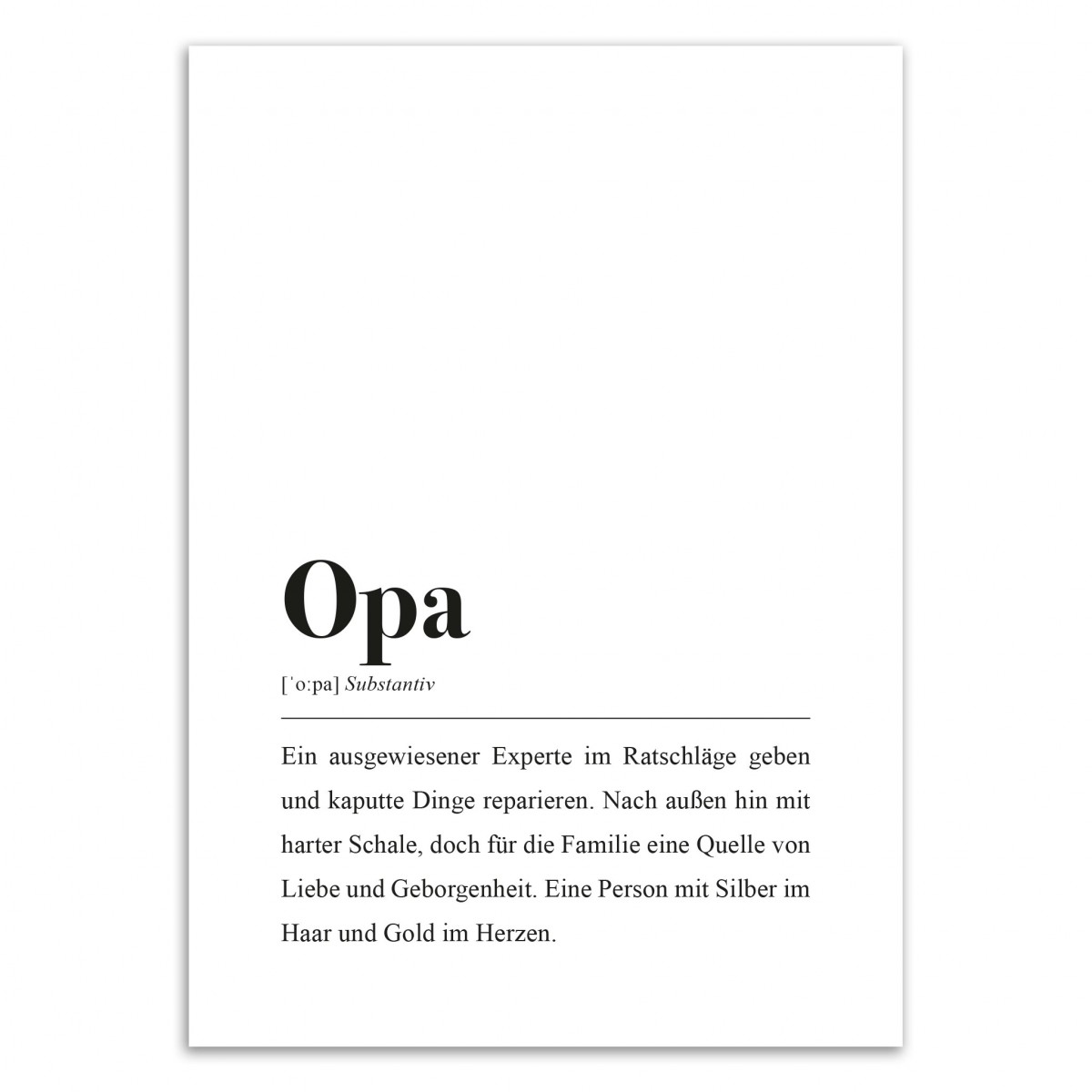 Opa Poster DIN A4: Opa Definition