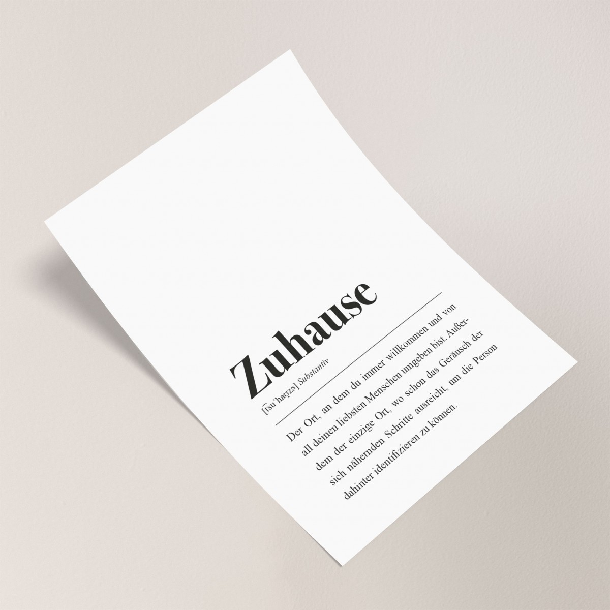 Zuhause Definition: DIN A4 Poster