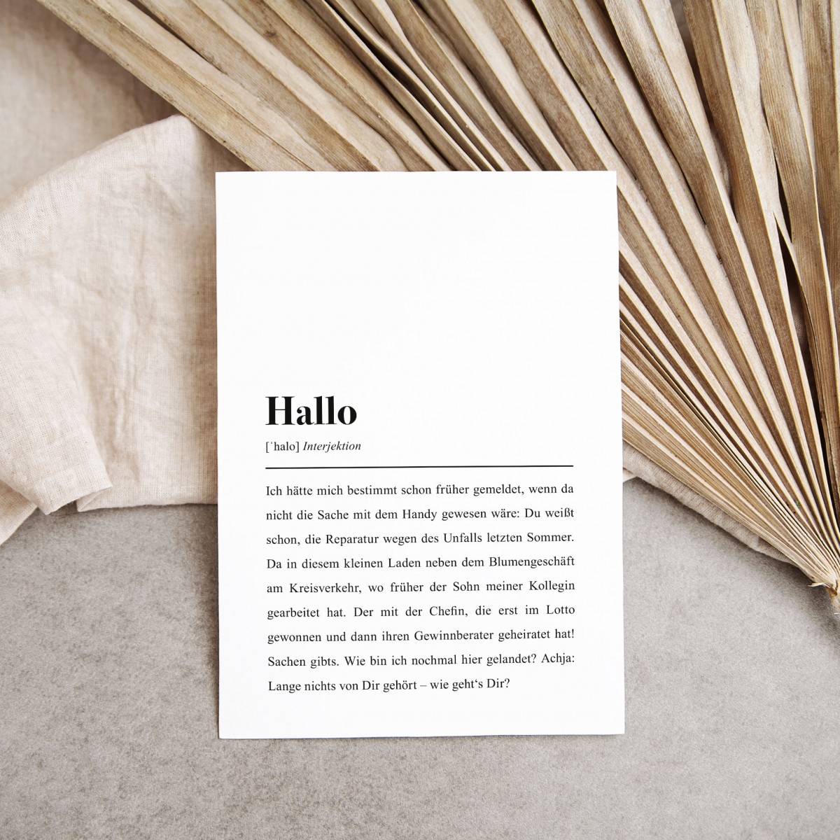 5 Stück: Postkarte mit "Hallo" Definition
