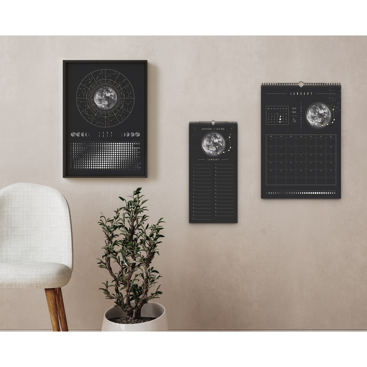 Mondkalender 2027 schwarz // ShellyCreates