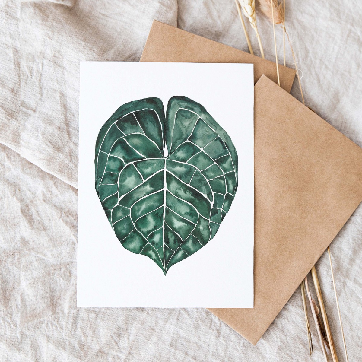 Paperlandscape | Grußkarte | Anthurium Clarinervium Blatt | botanisch