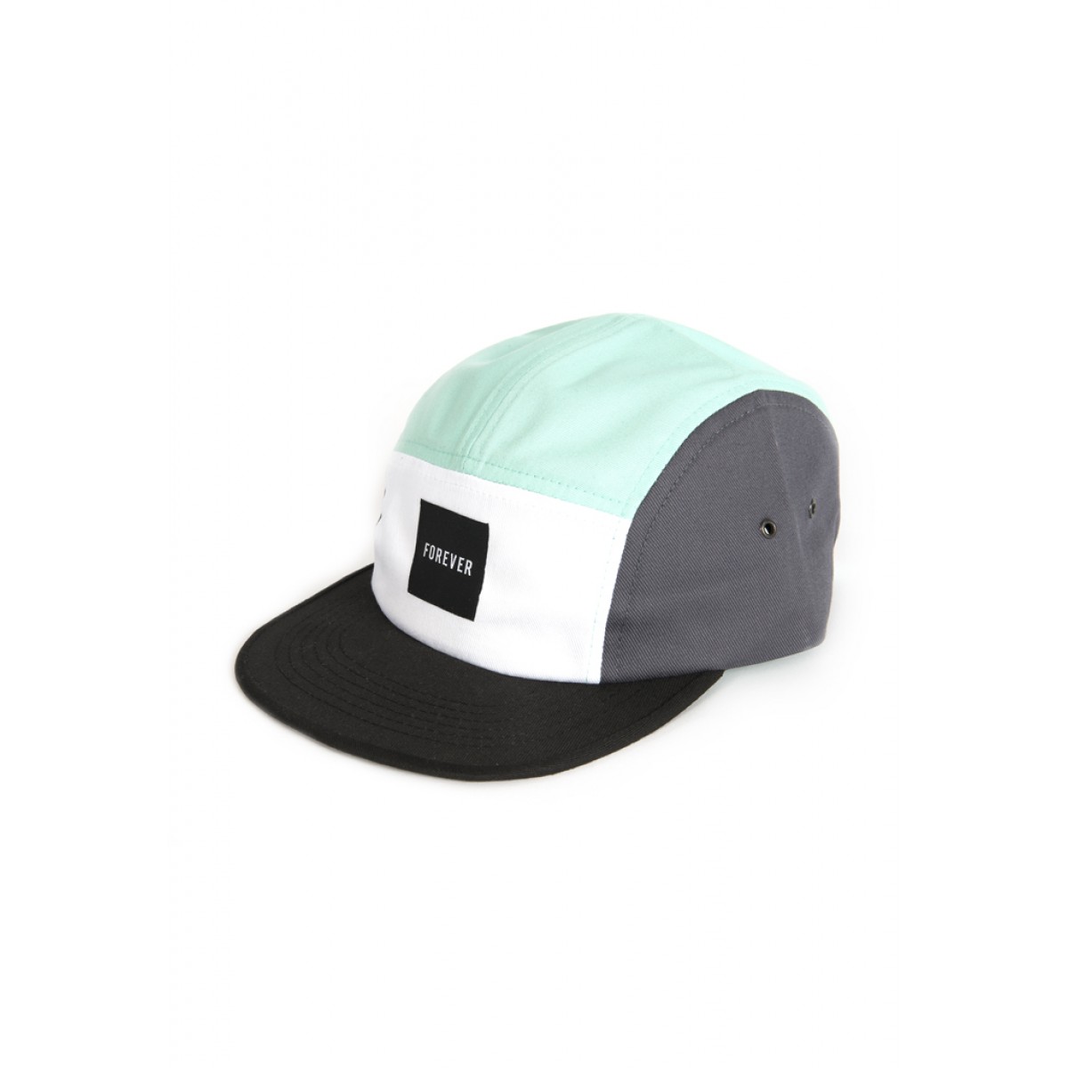5-Panel Cap "Tricolor" – grey/ocean/white – HOME IS WHERE YOUR HEART IS.