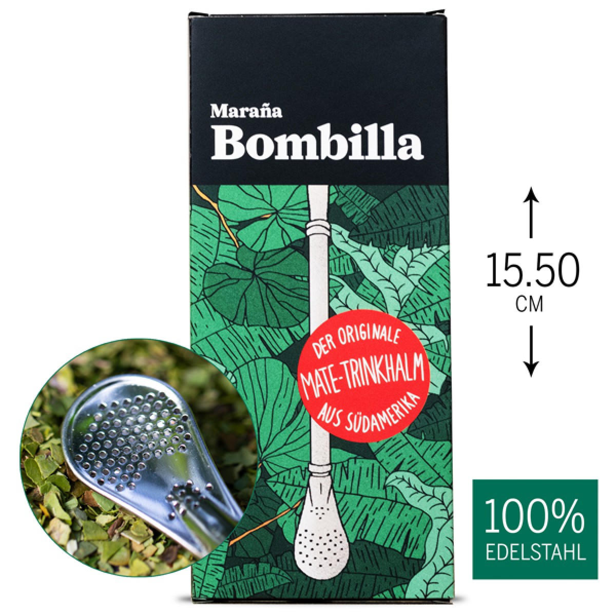 Maraña Bombilla Strohhalm Löffel für Yerba Mate Tee ● Trinkrohr aus Edelstahl