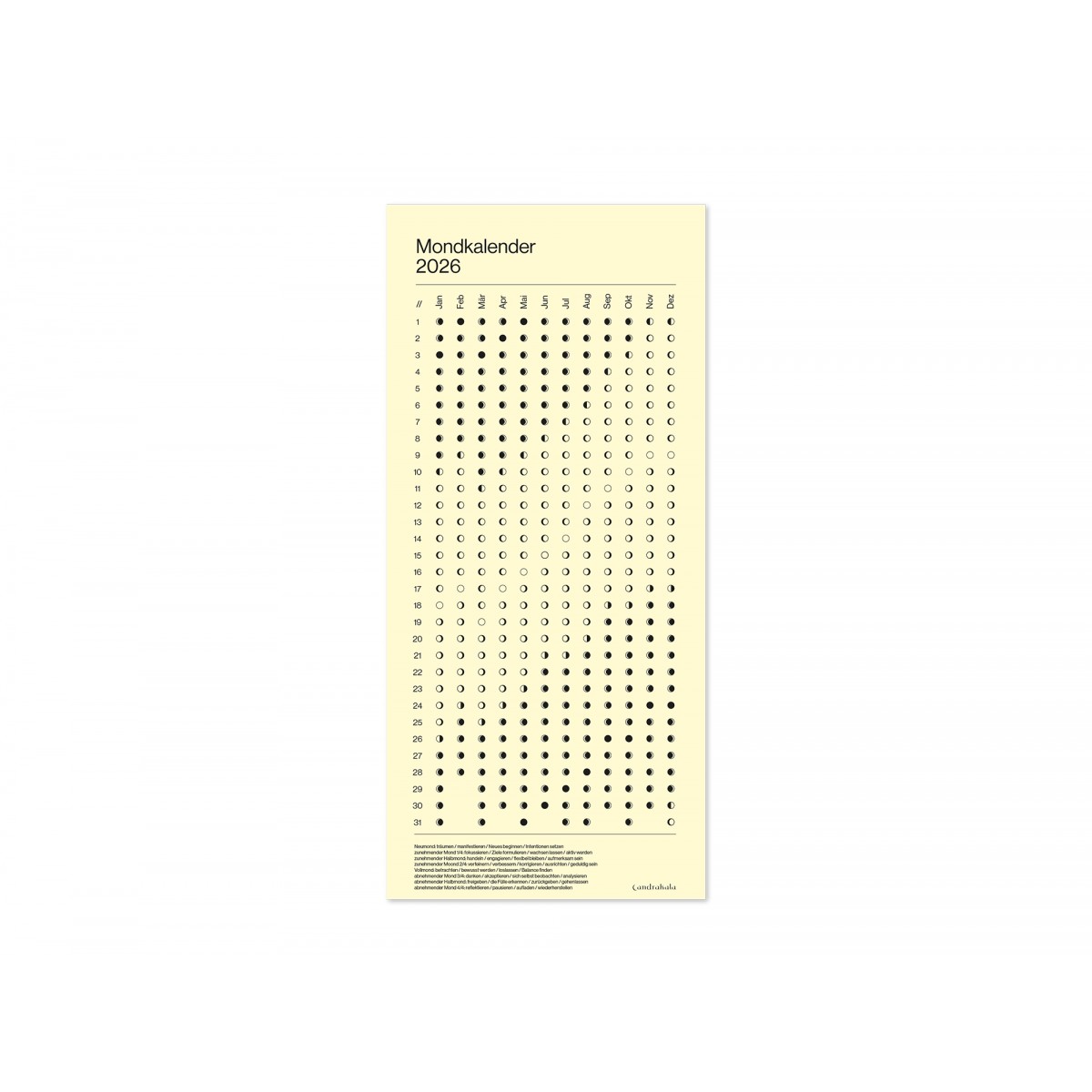 Wandkalender Mondphasen 2026 von Candrakala
