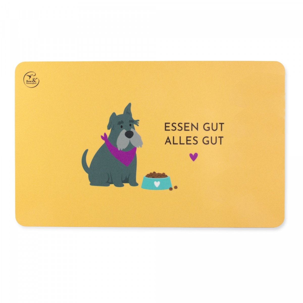 Bow & Hummingbird Frühstücksbrettchen Melamin Hund „Essen gut, alles gut“ 23,5 × 14,5 cm