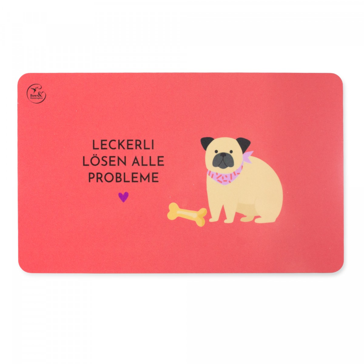 Bow & Hummingbird Frühstücksbrettchen Melamin Hund „Leckerli lösen alle Probleme“ 23,5 × 14,5 cm
