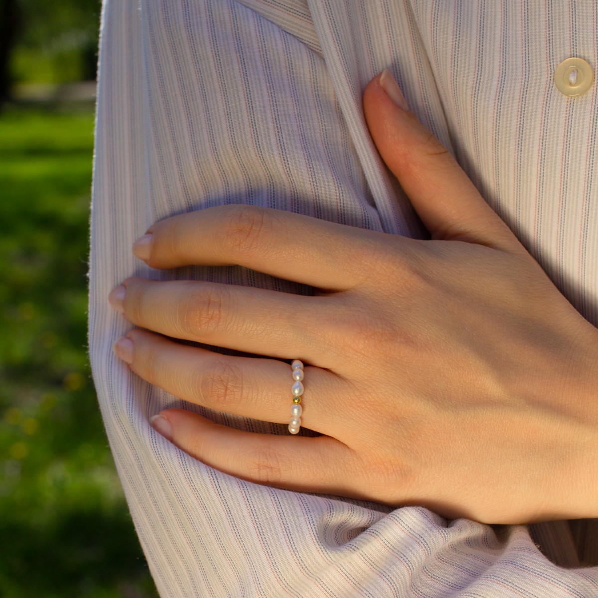 Klassischer Ring aus Süßwasserperlen & Gold Vermeil | Paeoni Colors