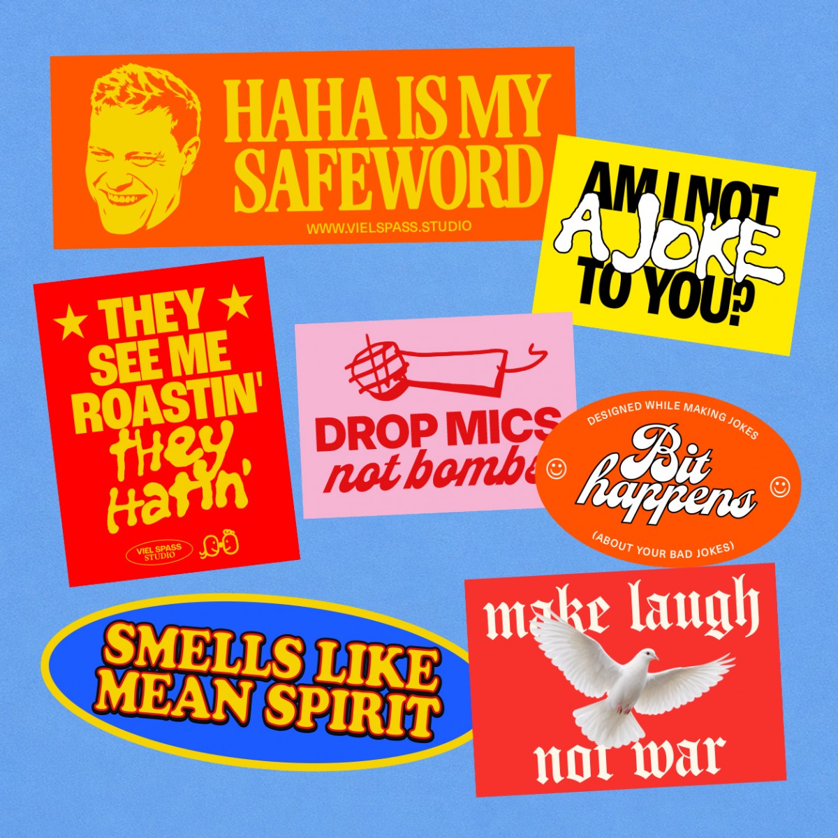 Comedy Stickerset, 10 Stück – Viel Spass Studio