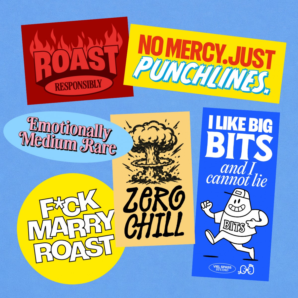 Comedy Stickerset, 10 Stück – Viel Spass Studio