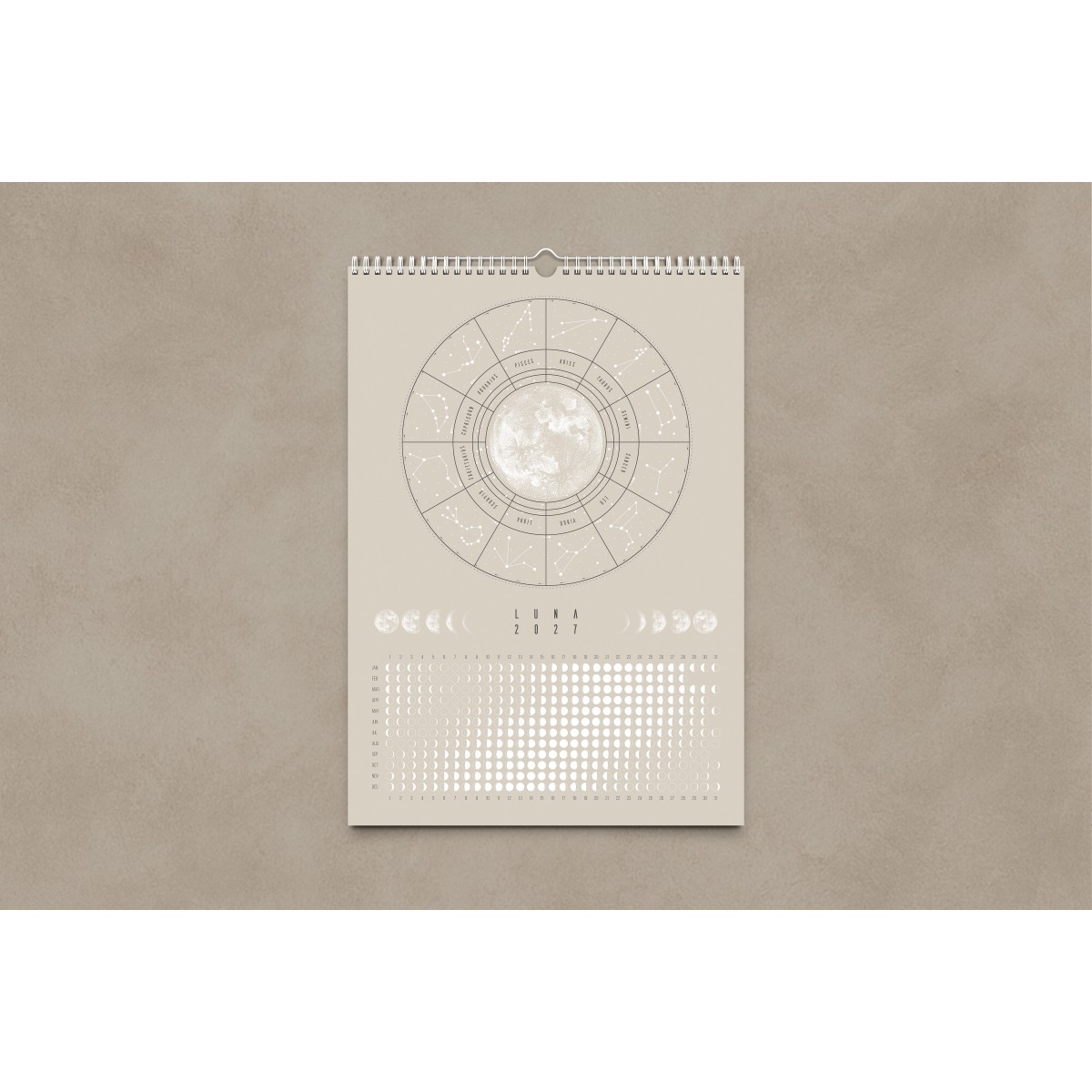 Mondkalender 2027 Beige // ShellyCreates
