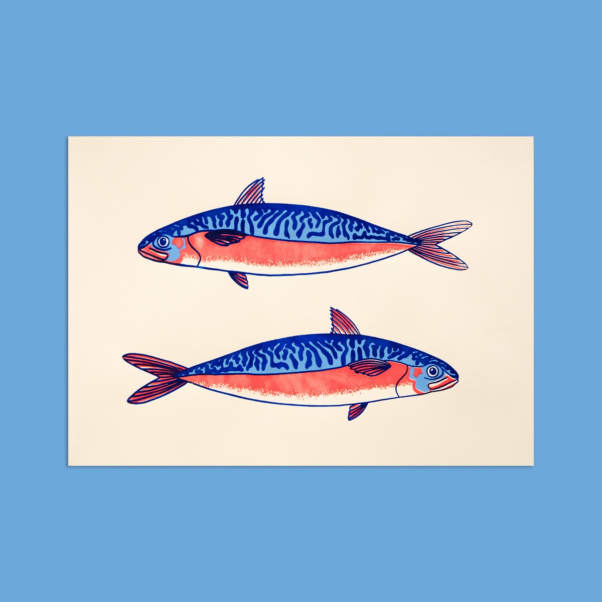 The Naughty District -  Ach du doppelte Makrele! - Dreifarbiger Siebdruck mit Fisch Motiv