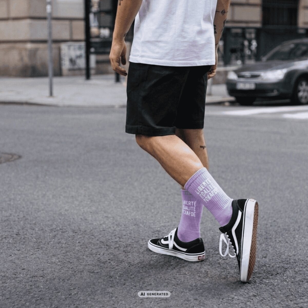 FCKAFDÉ Statement Socken - purple & white