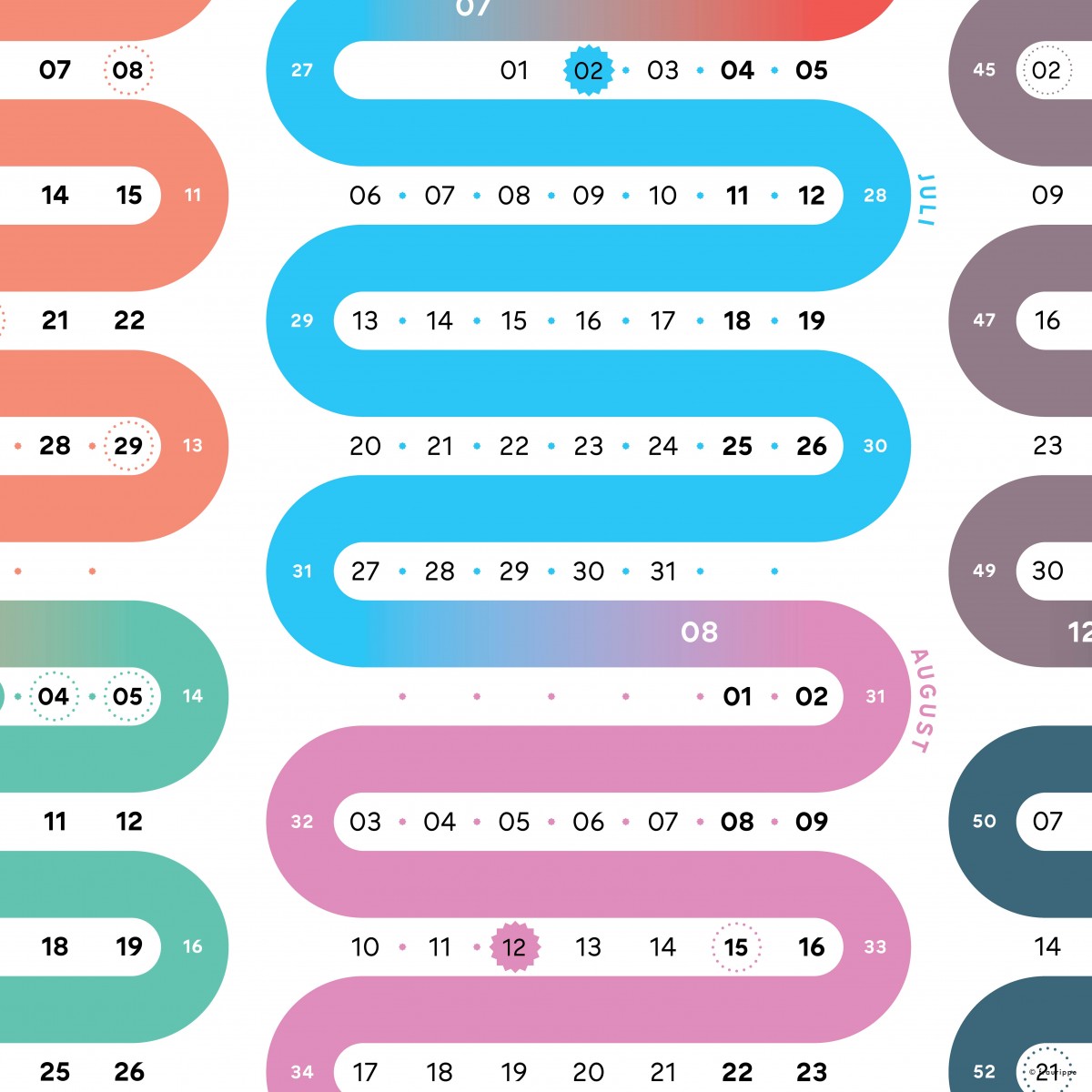Grafische Jahres-Übersicht 2026 / mit Feiertagen und Ferien deiner Stadt / A3 Naturpapier