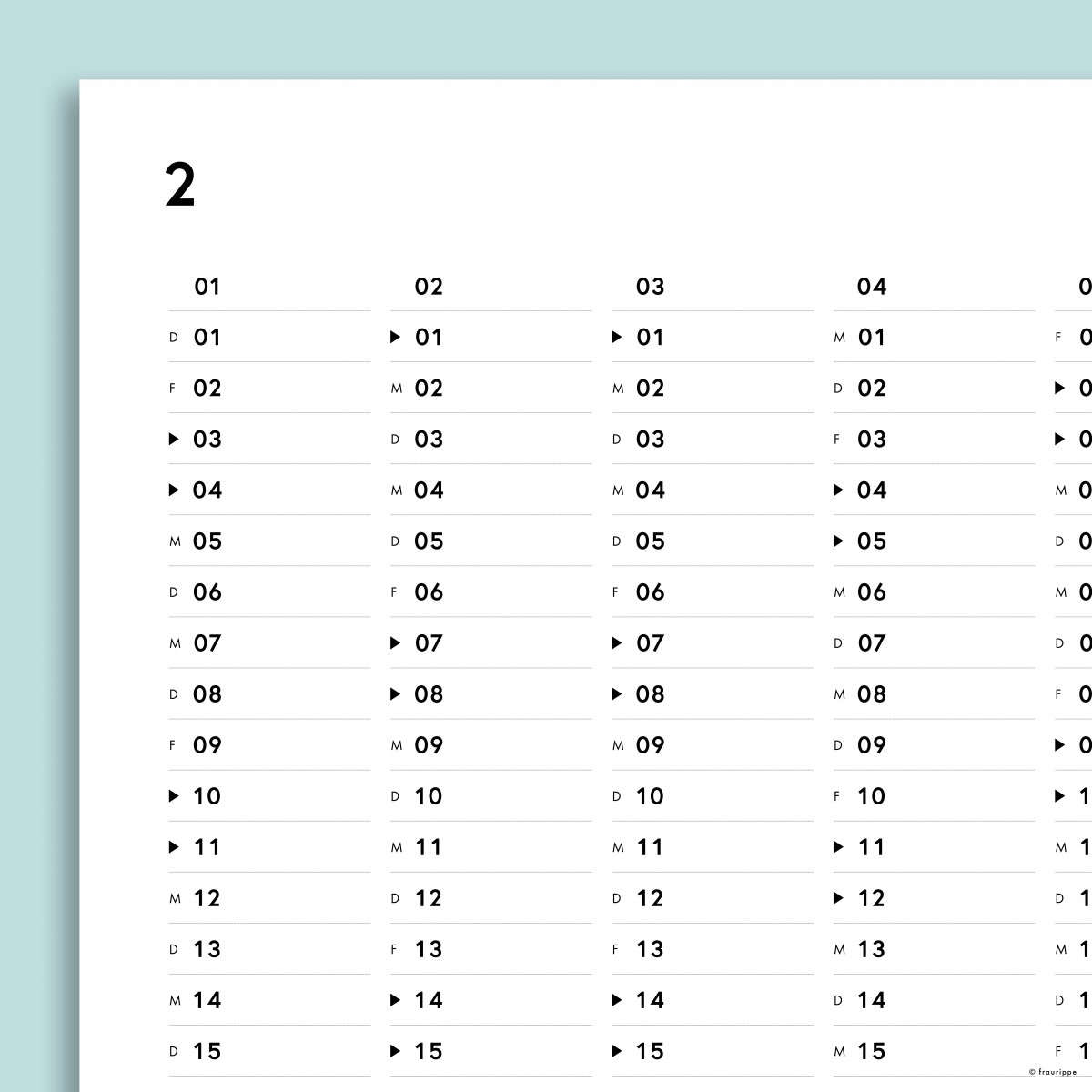 Jahres-Übersicht Nr. 01 2026 (+2025 gratis) / A2 Jahresplaner / doppelseitig / mit & ohne Feiertage / fraurippe