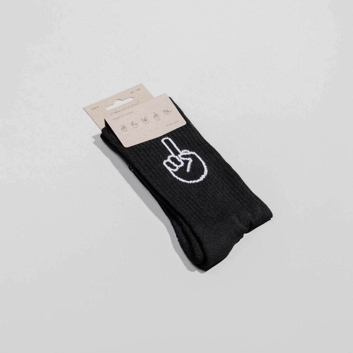 Fyngers - F*ck You schwarze Tennissocke aus Biobaumwolle