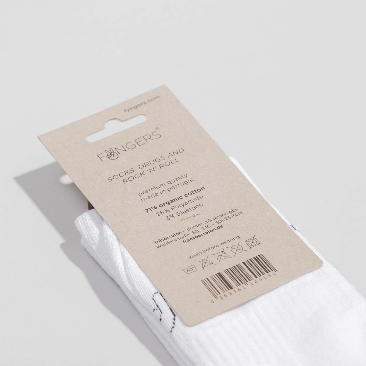 FYNGERS - ROCK´n`ROLL weiße Tennissocken aus Biobaumwolle