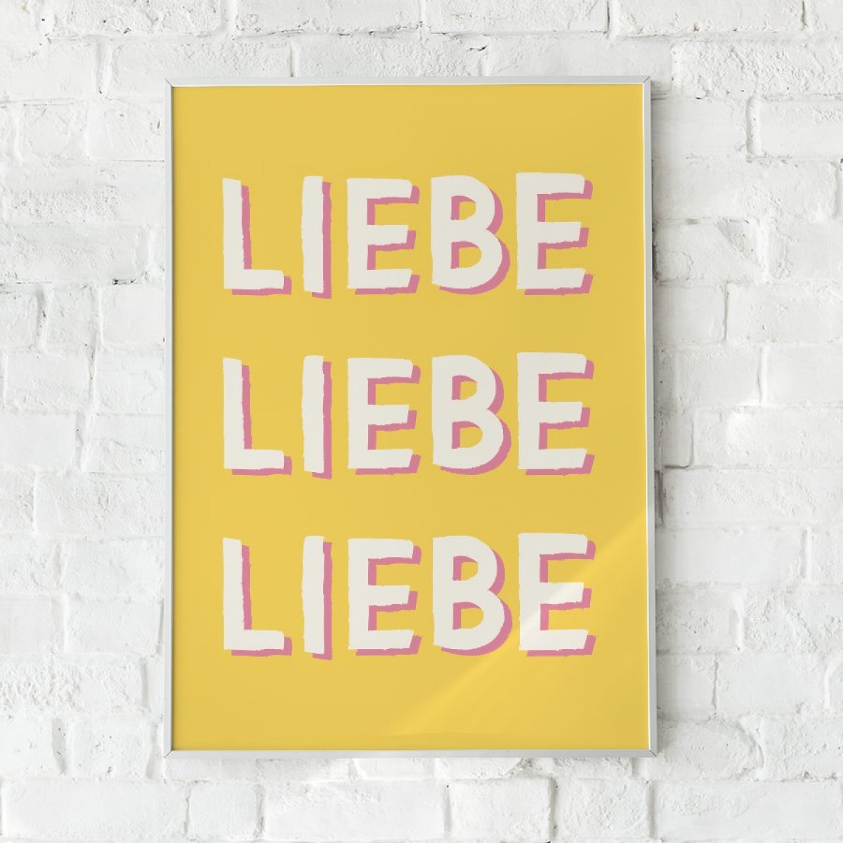 vonSUSI Fine Art Poster mit Typografie "Liebe" in gelb, Din A4-A1