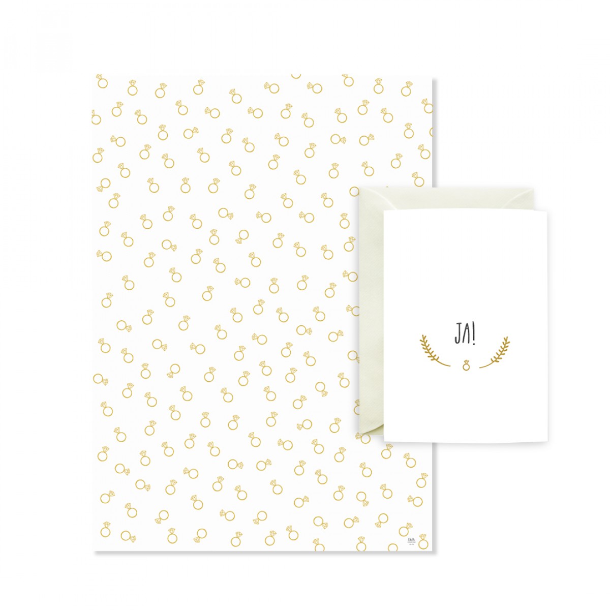 Edith schmuckes Papier "JA! - Geschenk Set" 2 Bögen Geschenkpapier und 1 Grußkarte mit Briefumschlag