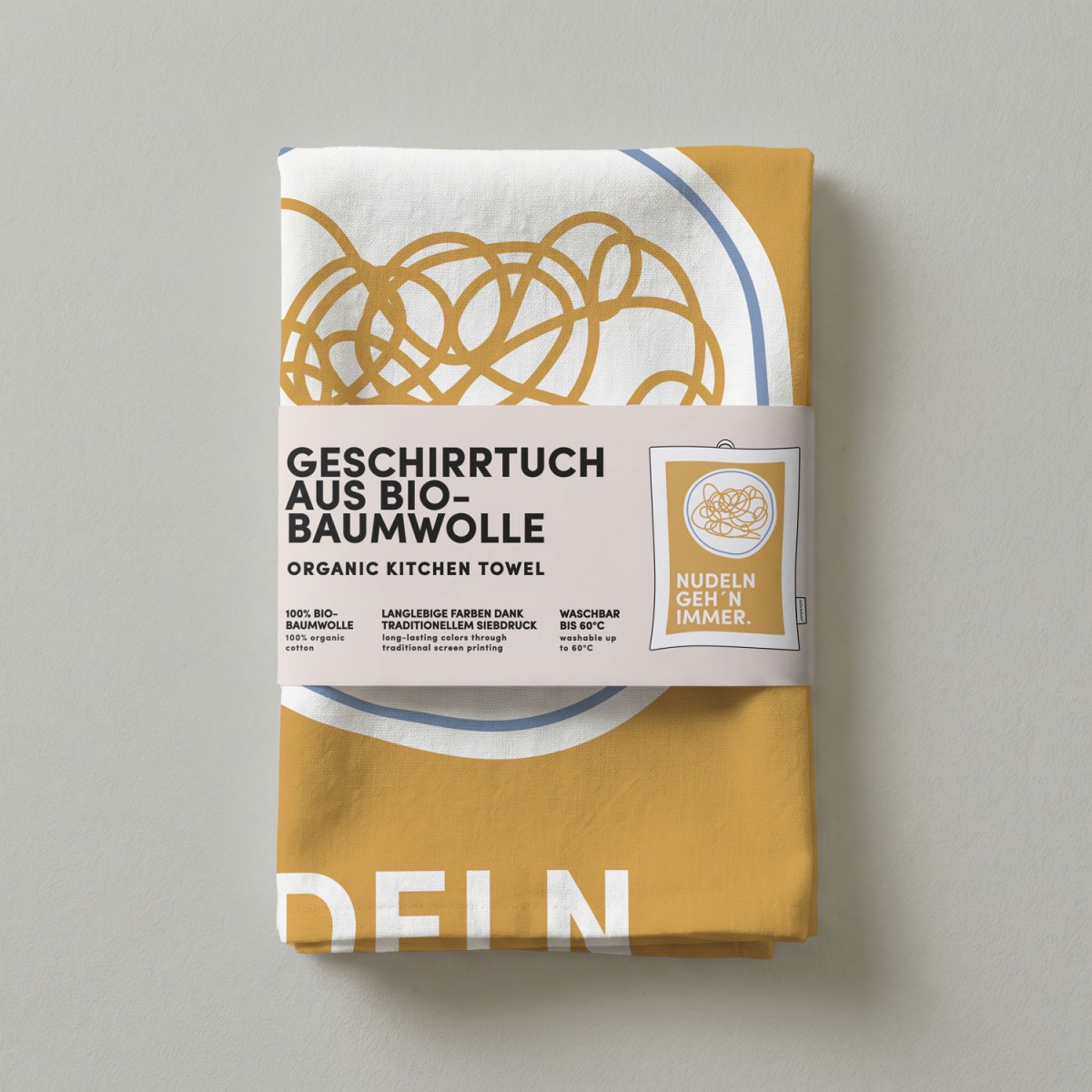 Geschirrtuch - Bio Baumwolle - Nudeln geh´n immer