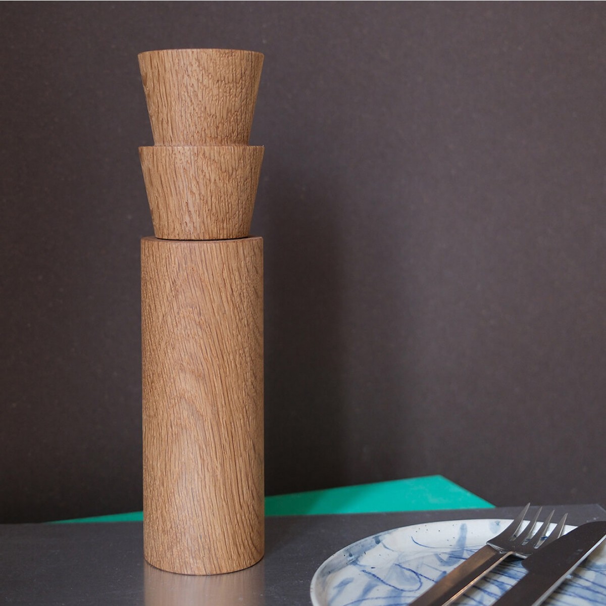 Gewürzmühle | zickzack oben | Eichenholz | rundund