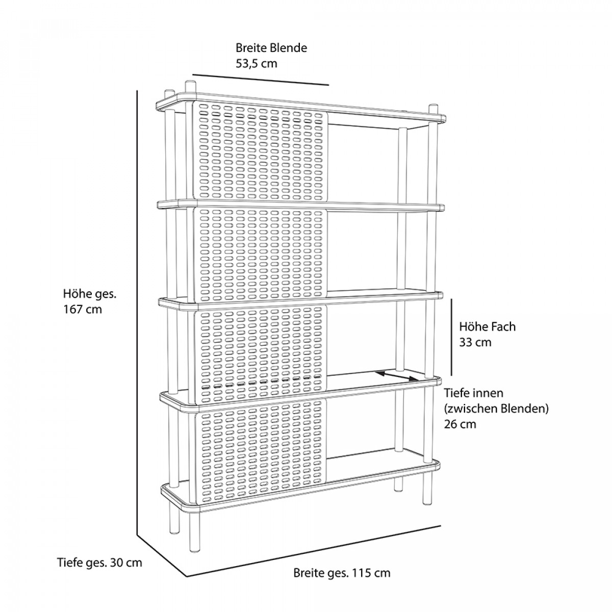 halblang | Regal „Blendend 4“ | Gitter Muster