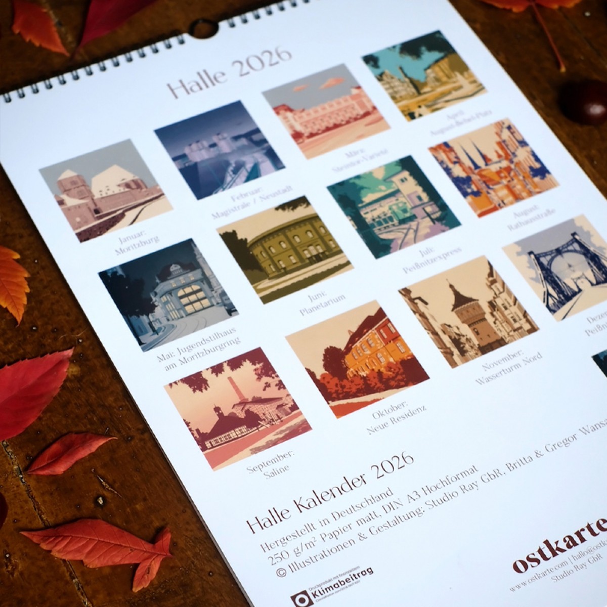 Halle Kalender 2026 - DIN A3 | ostkarte