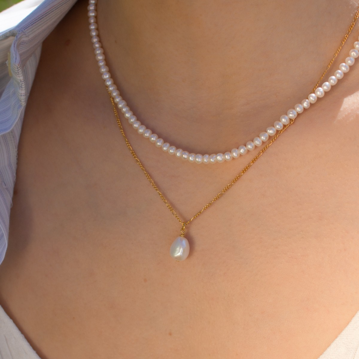 Halskette mit Perlenanhänger aus 18k Gold Vermeil & Süßwasserperle | Paeoni Colors