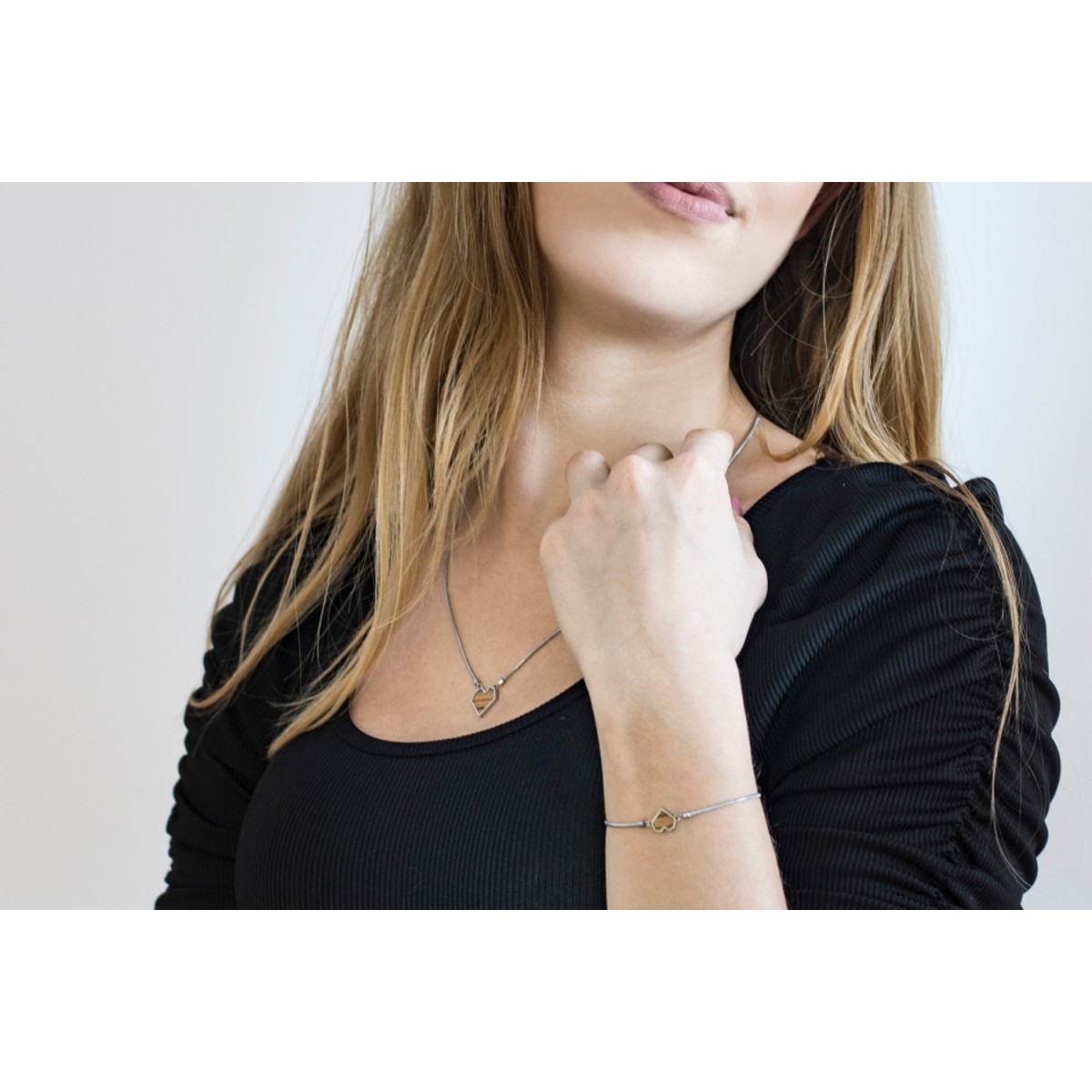 Armband mit Holzdetail - Motiv Herz - "Red Bracelet Heart"