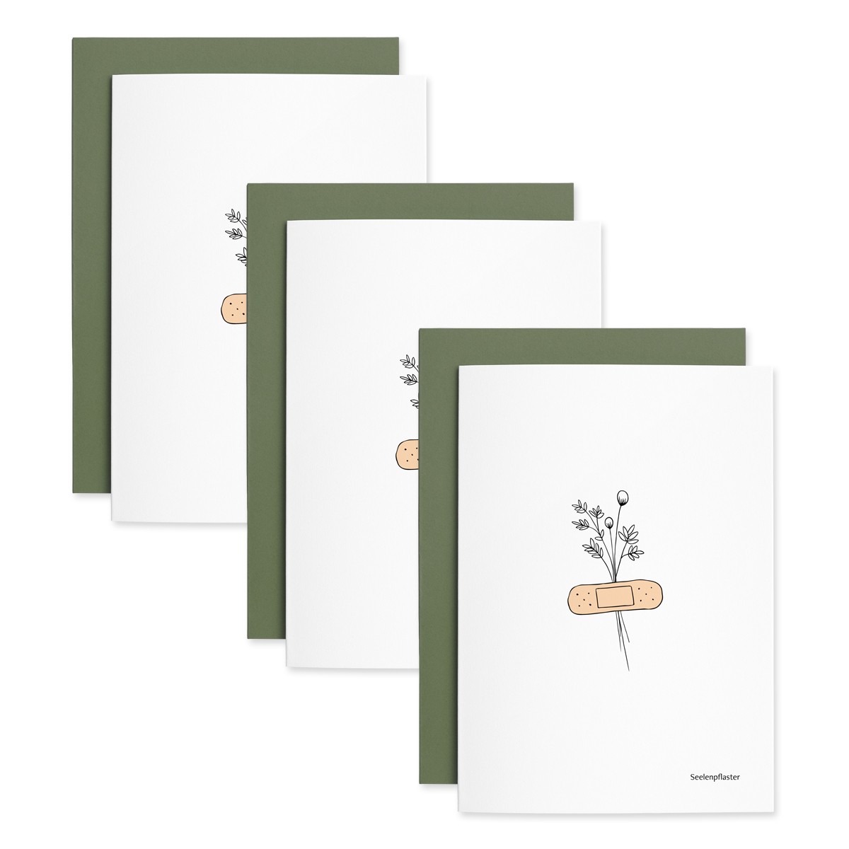 Seelenpflaster | 3er Set Klappkarten inkl. Umschlag | heartfelt paper & co