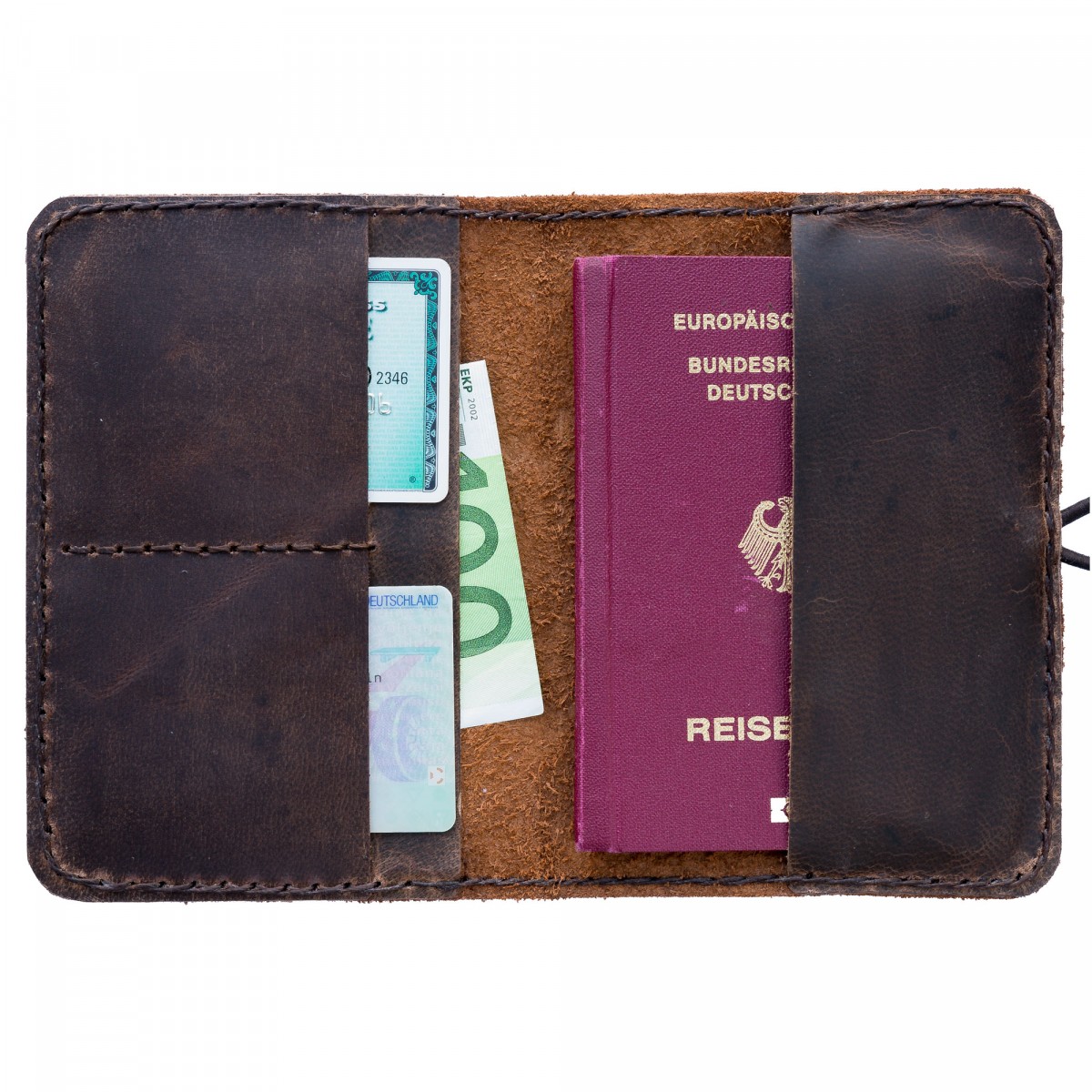 hecho. Reisepasshülle - handgefertigt aus 100% echtem Leder (Reisepassetui, Reisepass)