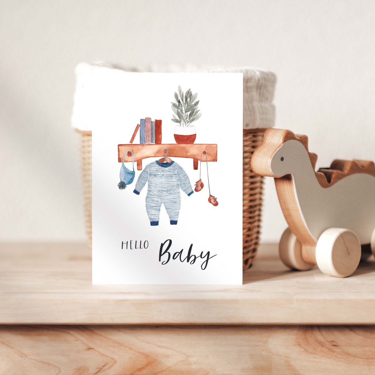 Paperlandscape | Faltkarte | Hello Baby | Aquarell