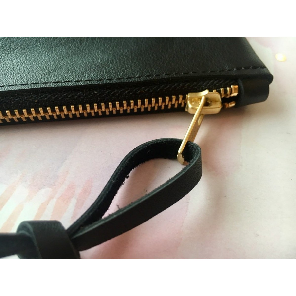 BSaite / Kleines schwarzes Leder Portemonnaie / kleine Leder Geldbörse / Reißverschluss Tasche schwarz / Geschenk für Freundin